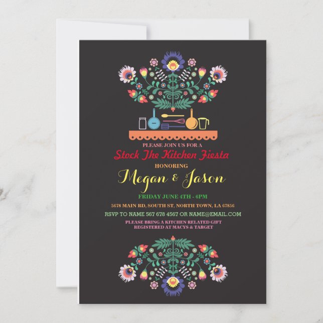 Invitación Stock The Kitchen Fiesta Mexico Party Invitation (Anverso)