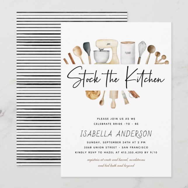 Invitación Stock the Kitchen Pantry Boho Bridal Shower (Anverso / Reverso)