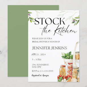 Invitación Stock the Kitchen Pantry Cooking Bridal Shower