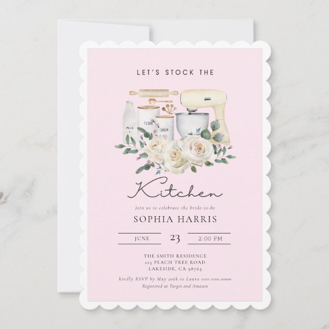 Invitación Stock The Kitchen Retro Rosa Baking Bridal Shower (Anverso)