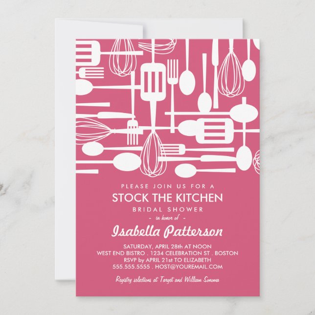 Invitación Stock the Kitchen Retro Style Bridal Shower (Anverso)