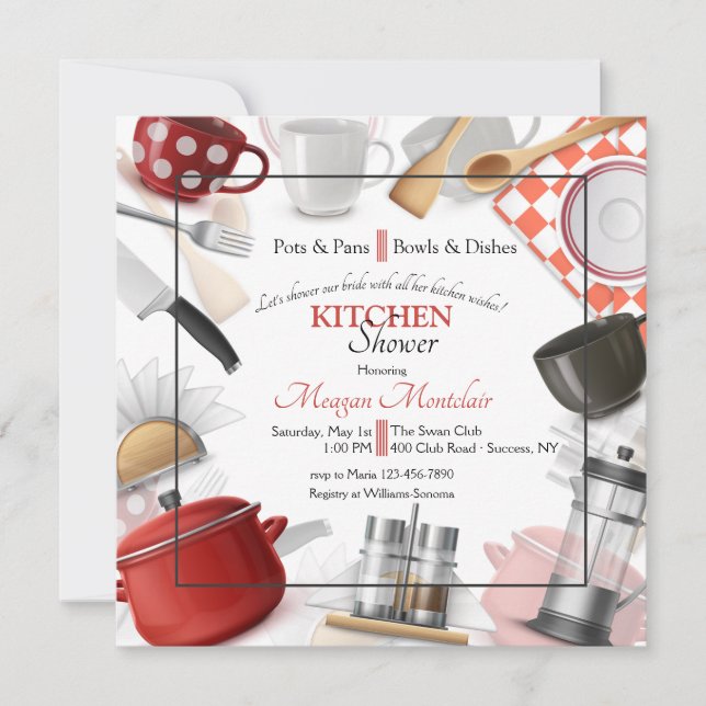 Invitación Stock the Kitchen Square Bridal Shower (Anverso)