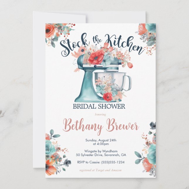 Invitación Stock the Kitchen Tema Bridal Shower (Anverso)