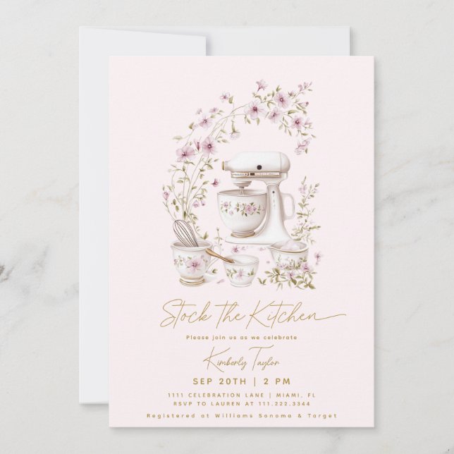Invitación Stock The Kitcher Mixer Wildflower Bridal Shower (Anverso)