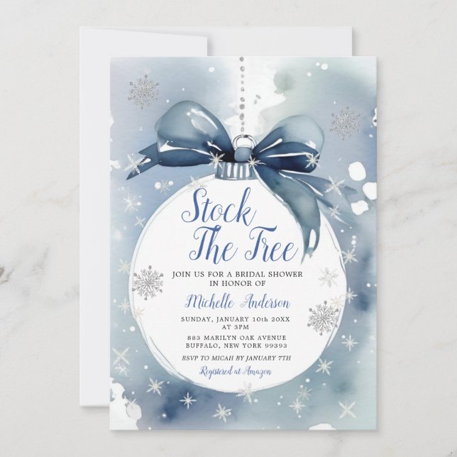 Invitación Stock The Tree Ornament Navidades Bridal Shower (Anverso)