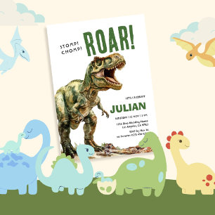 Invitación Stomp Chomp Roam Tyrex Cumpleaños