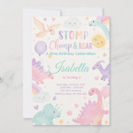 Invitación Stomp Chomp & Roar Dinosaur Invitation Editable