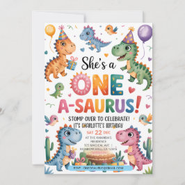 Invitación Stomp Chomp Roar dinosaurio uno en un cumpleaños s