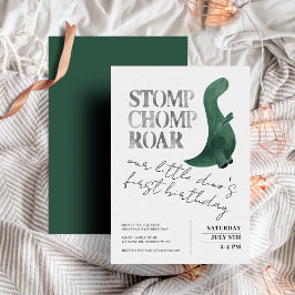 Invitación Stomp Chomp Roar Niño Niño Dinosaurio Primer cumpl