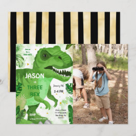 Invitación STOMP CHOMP su foto de cumpleaños de dinosaurios