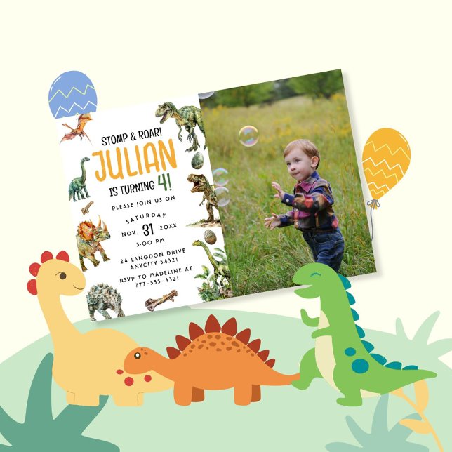 Invitación Stomp Roar Dinosaur Baby Shower (Subido por el creador)