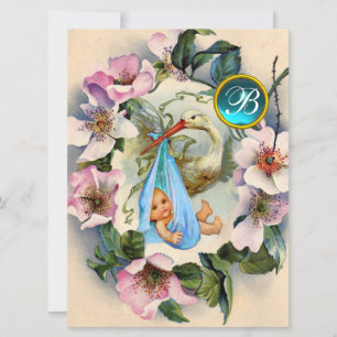 INVITACIÓN STORBOY BABY SHOWER, MONOGRAMA DE ROSAS PINK WILD