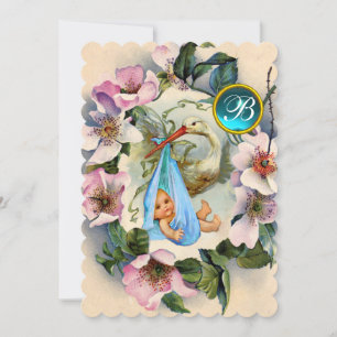 INVITACIÓN STORBOY BABY SHOWER, MONOGRAMA DE ROSAS PINK WILD
