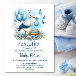 Invitación Stork Baby Boy Adopción Baby Shower