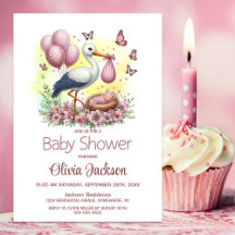 Stork Baby Girl Baby Shower