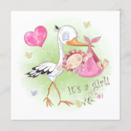 Invitación *~* Stork Baby Heart Flowers Baby Shower