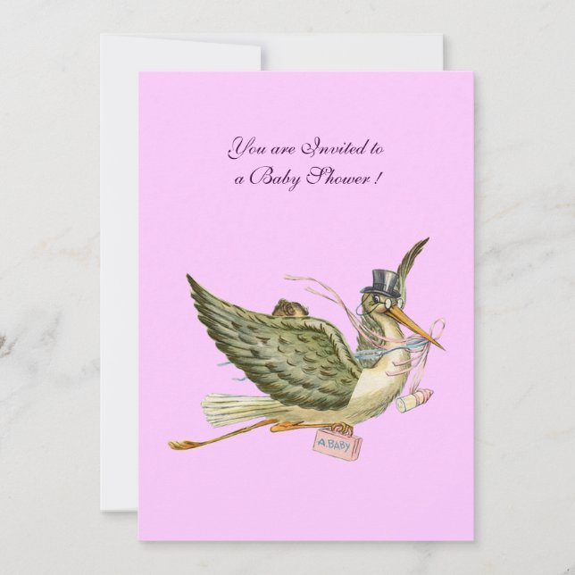 INVITACIÓN STORK BABY SHOWER , (Anverso)