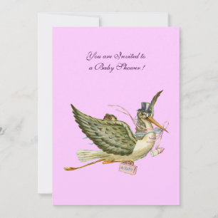 INVITACIÓN STORK BABY SHOWER ,