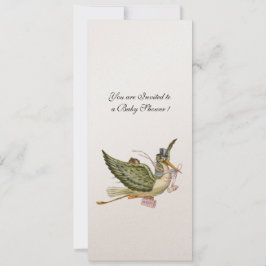 Invitación STORK BABY SHOWER, champán metálico