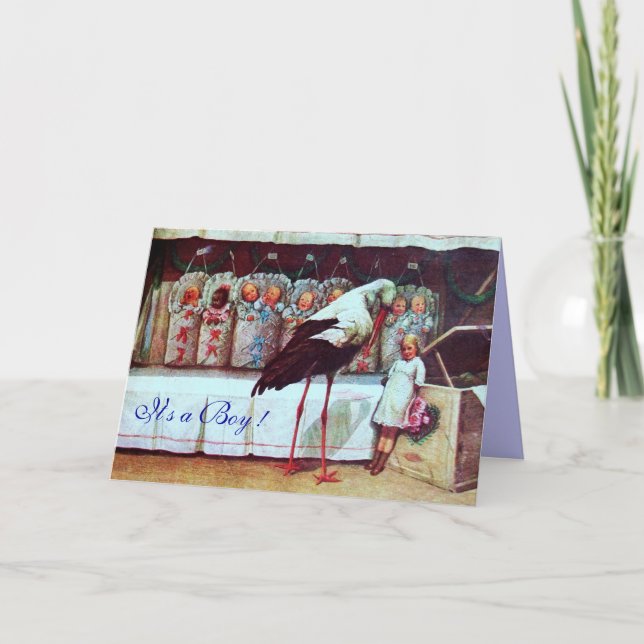 Invitación STORK BABY SHOWER New Baies Blue (Anverso)