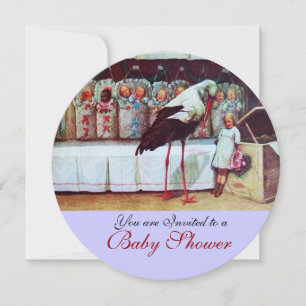 Invitación STORK BABY SHOWER Recienes nacidos Blue