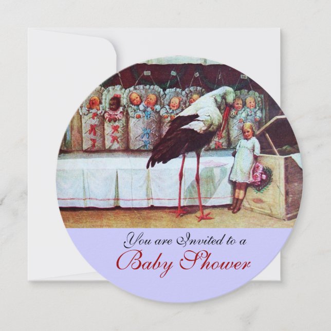 Invitación STORK BABY SHOWER Recienes nacidos Blue (Anverso)