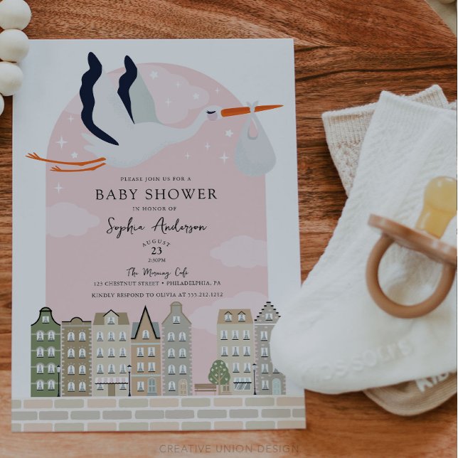 Invitación Stork Boho Baby Shower Special Delivery Sprinkle (Boho Baby Shower Stork)