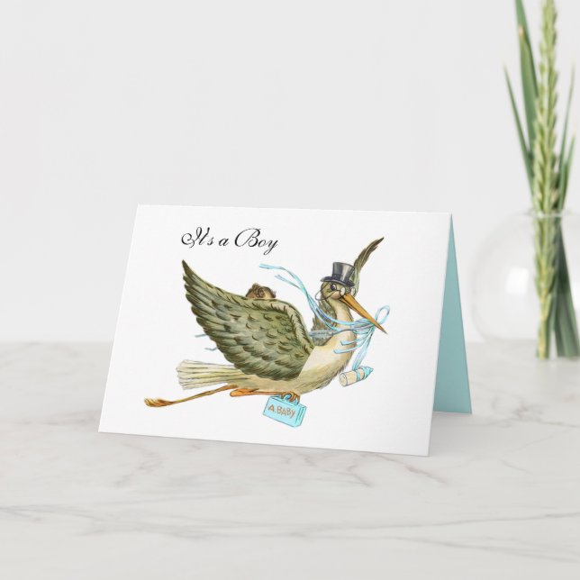 INVITACIÓN STORK BOY BABY SHOWER (Anverso)
