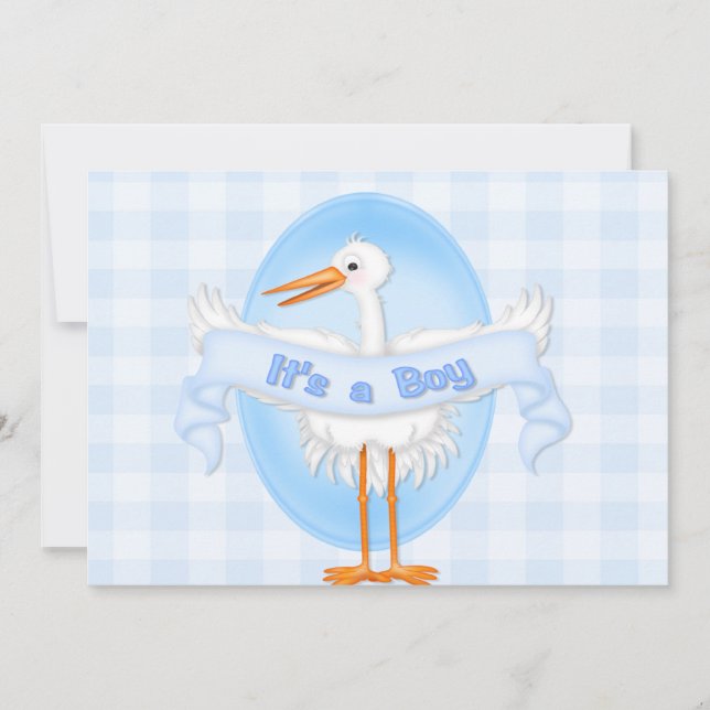 Invitación Stork It's a Boy Baby Shower Invitation (Anverso)