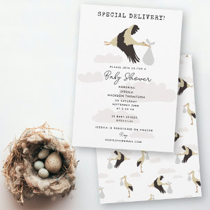 Invitación Stork Newborn Baby Boy Chica Baby Shower