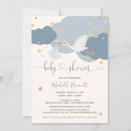 Invitación Stork Special Delivery Boy Baby Shower