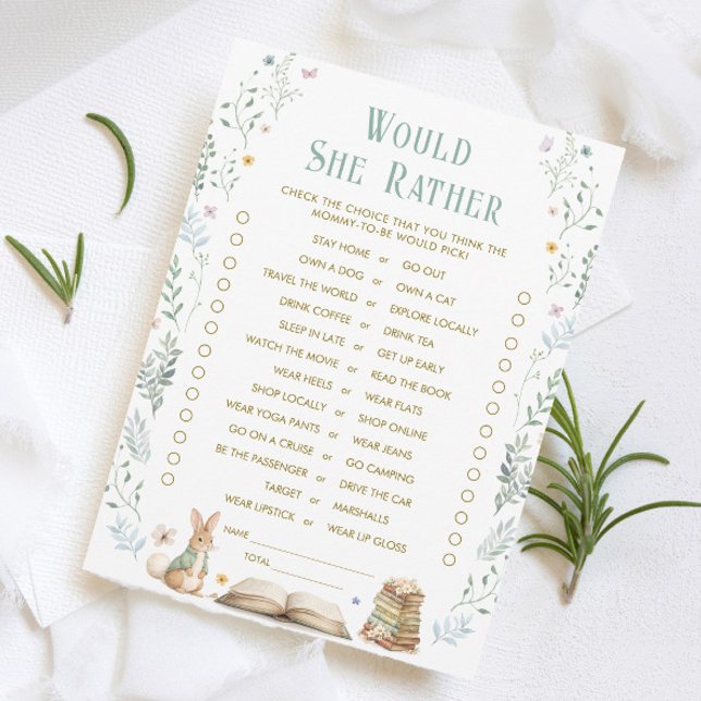 Invitación Story Book Baby Shower Would She Rather Game Card (Subido por el creador)