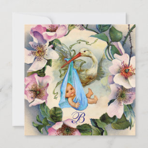 Invitación STORY BOY BABY SHOWER, PINK WILD ROSAS Gracias
