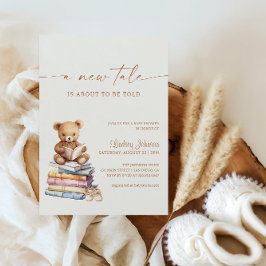 Invitación Storybook A New Tale Baby Shower Teddy Boho