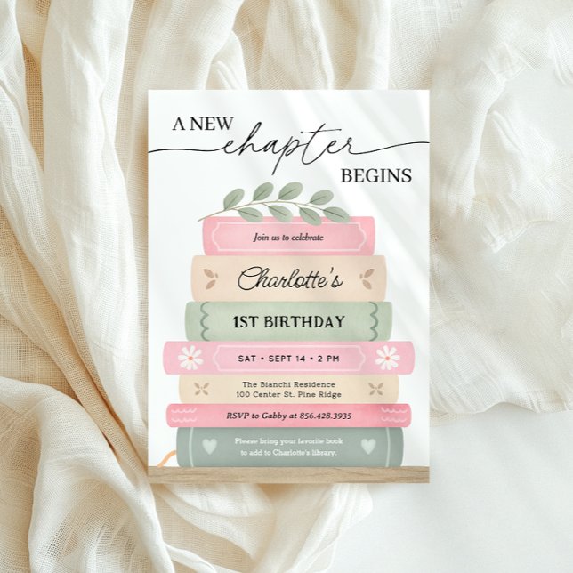 Invitación Storybook Birthday A New Chapter Begins (Subido por el creador)