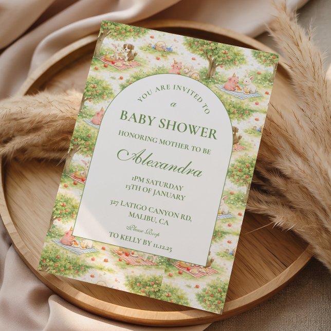 Invitación Storybook Farm Animals Floral Baby Shower (Subido por el creador)