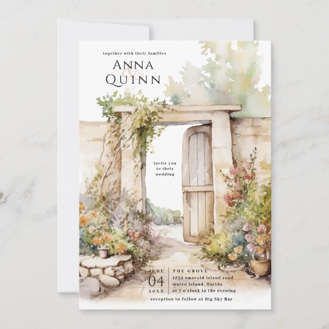 Invitación Storybook Garden Villa Boda (Anverso)