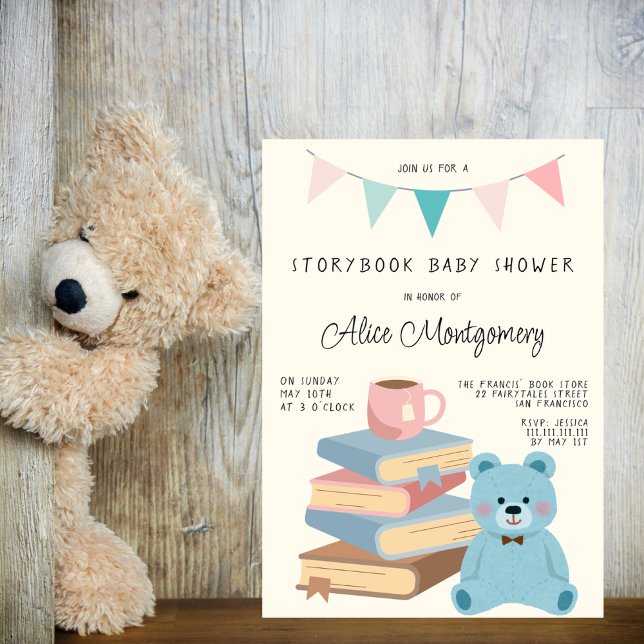 Invitación Storybook Library Themed Baby Boy Shower  (Subido por el creador)