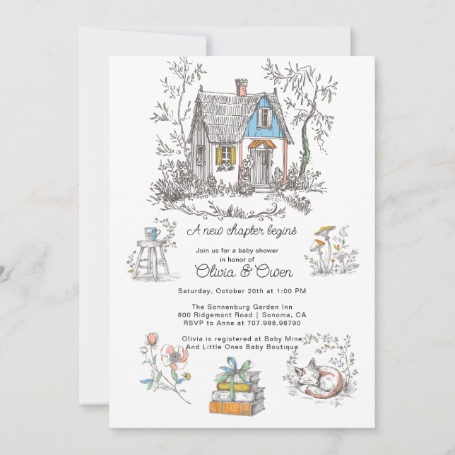 Invitación Storybook Mushroom Woodland Baby Shower (Anverso)