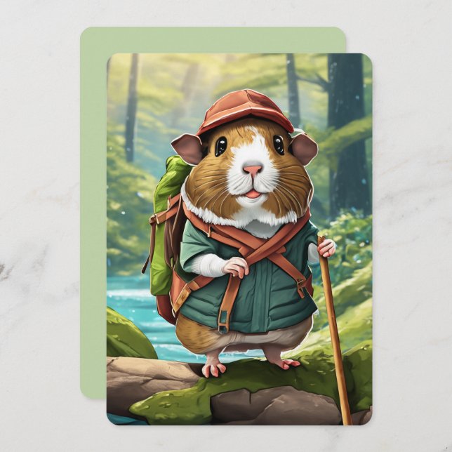 Invitación Storybook Wanderer, Guinea Pig Hiker Dude (Anverso / Reverso)