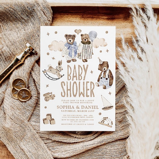 Invitación Storybook Whimsical Bears Joint Baby Shower (Subido por el creador)
