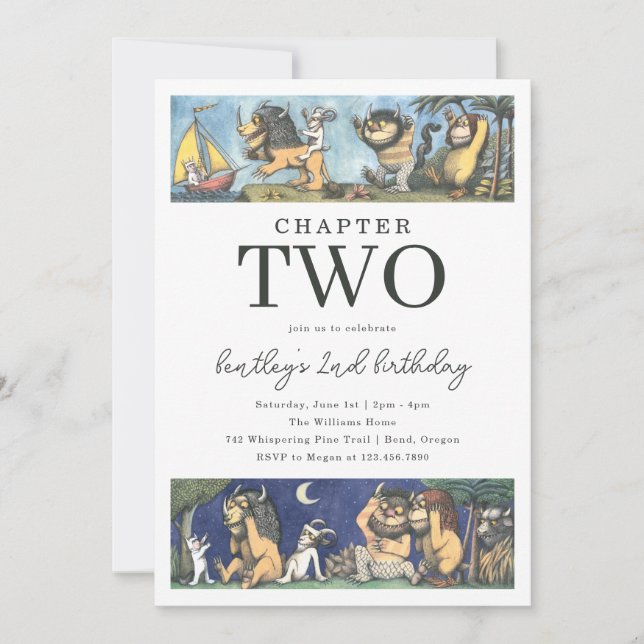 Invitación Storybook Wild Things Birthday Chapter Theme (Anverso)