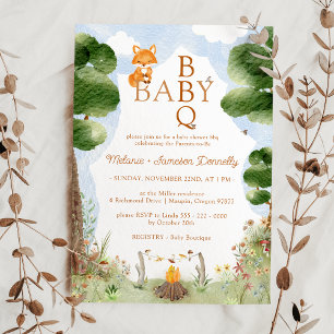 Invitación Storybook Woodland Fox Baby BBQ Shower
