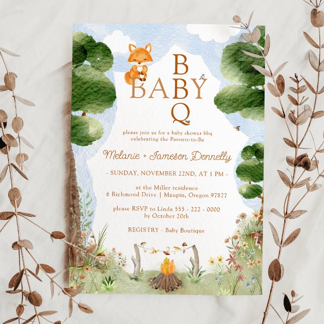 Invitación Storybook Woodland Fox Baby BBQ Shower (Subido por el creador)