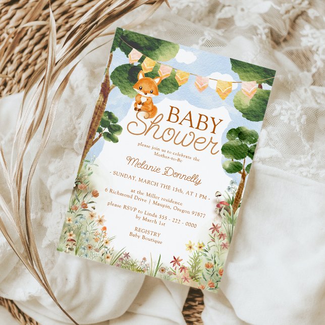 Invitación Storybook Woodland Fox Baby Shower (Subido por el creador)