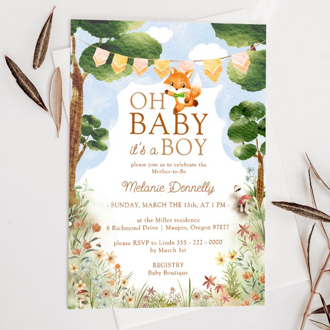 Invitación Storybook Woodland Fox Oh Baby Boy Shower (Subido por el creador)