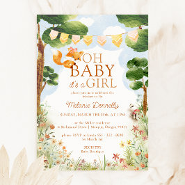 Invitación Storybook Woodland Fox Oh Baby Girl Shower