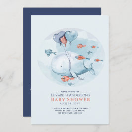 Invitación Storytime Ocean Life BABY SHOWER Blue Whale Invita