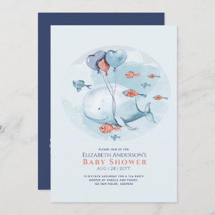 Invitación Storytime Ocean Life BABY SHOWER Blue Whale Invita