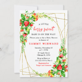 Invitación Strawberries and Daisies Baby Shower